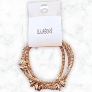 NWT Kanèoré Women's Gold Tone Three Strand Mesh Chain Charm Bracelet